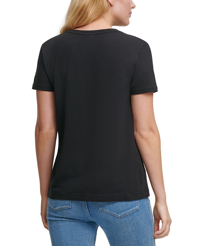 Dkny Short Sleeve Sequin Pocket T-shirt - Macy's