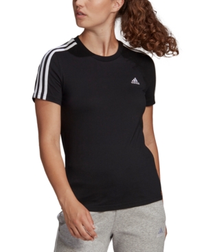 Shop Adidas Originals Women's Essentials Cotton 3 Stripe T-shirt In Black