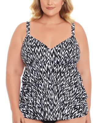 Swim Solutions Plus Size Tummy-Control Handkerchief One-Piece Fauxkini  Swimsuit, Created for Macy's - Macy's