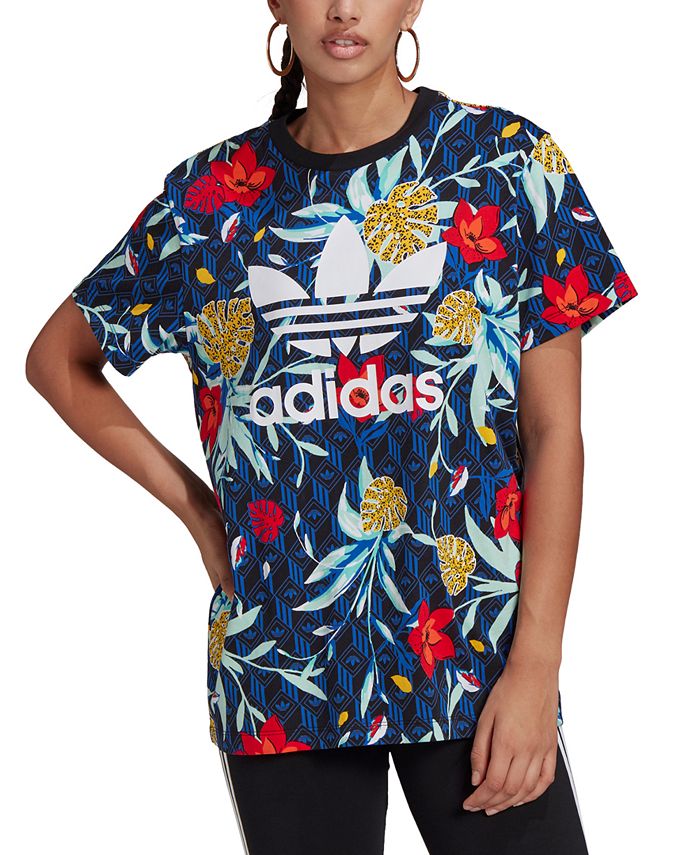 adidas Women's HER Studio London Cotton Floral-Print T-Shirt - Macy's