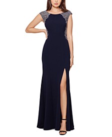 Embellished Lace-Trim Gown