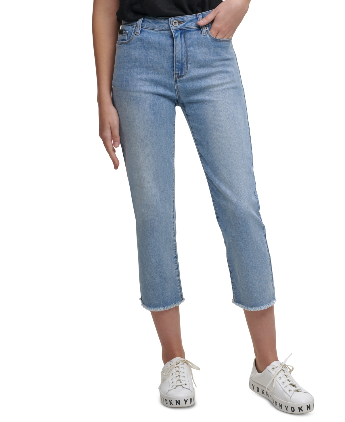  Dkny Jeans Rivington Slim Straight Cropped Raw-Hem Jeans