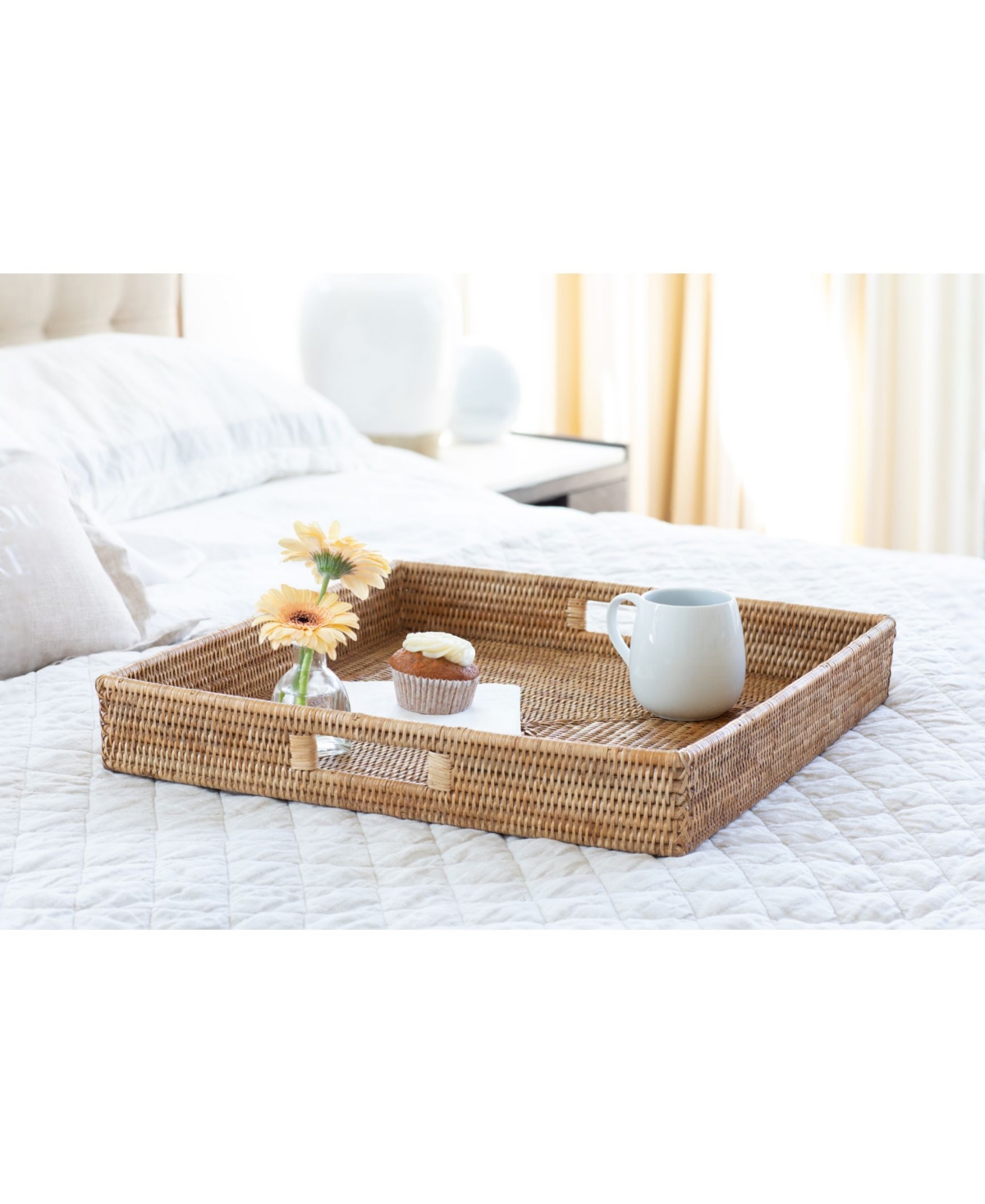 Shop Artifacts Trading Company Artifacts Rattan Square Ottoman Tray In Honey Brown