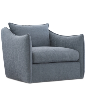 Furniture Highland Park 36" Fabric Joli Swivel Chair In Blue