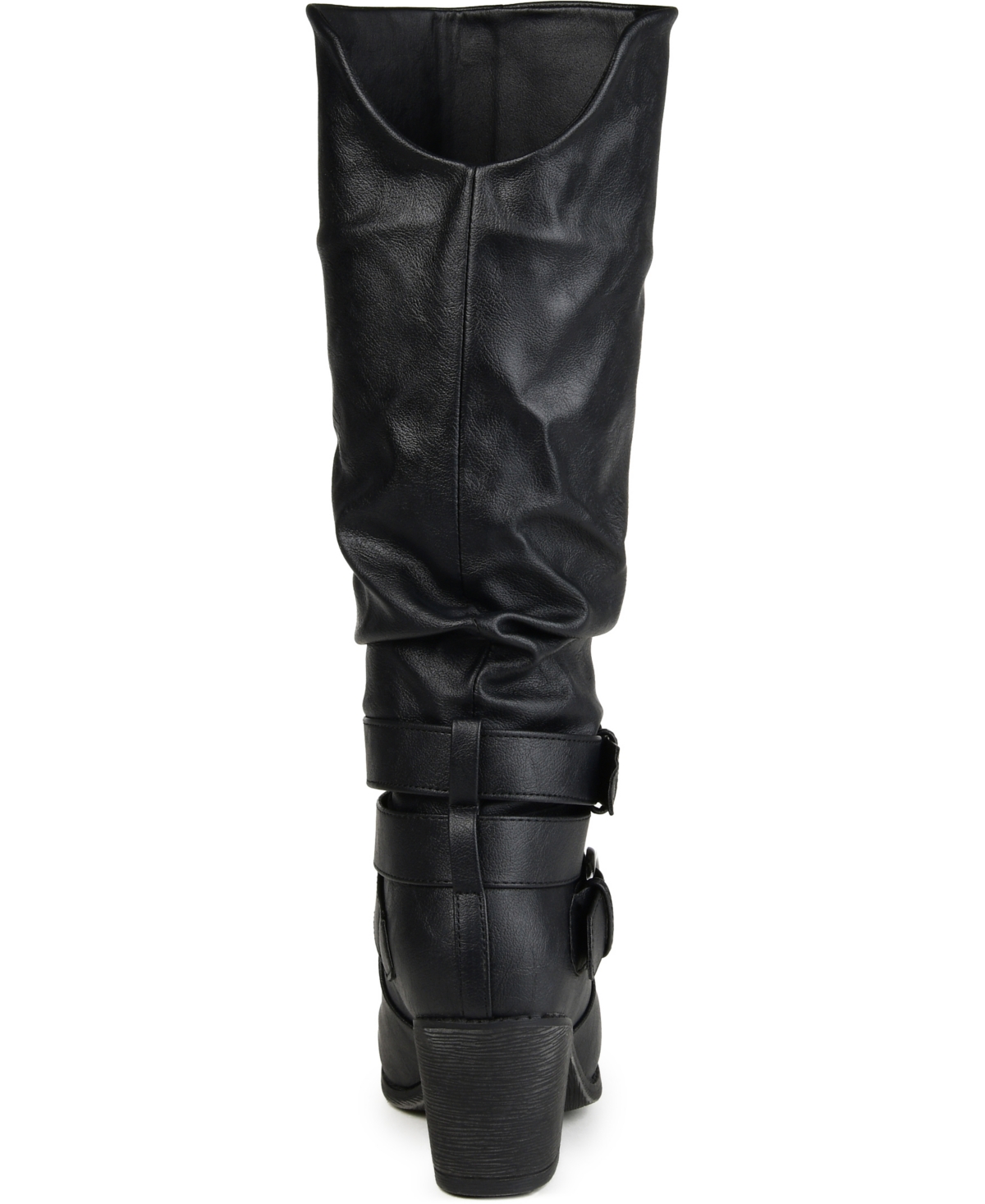 Shop Journee Collection Women's Late Wide Calf Rouched Buckle Mid Shaft Block Heel Boots In Black