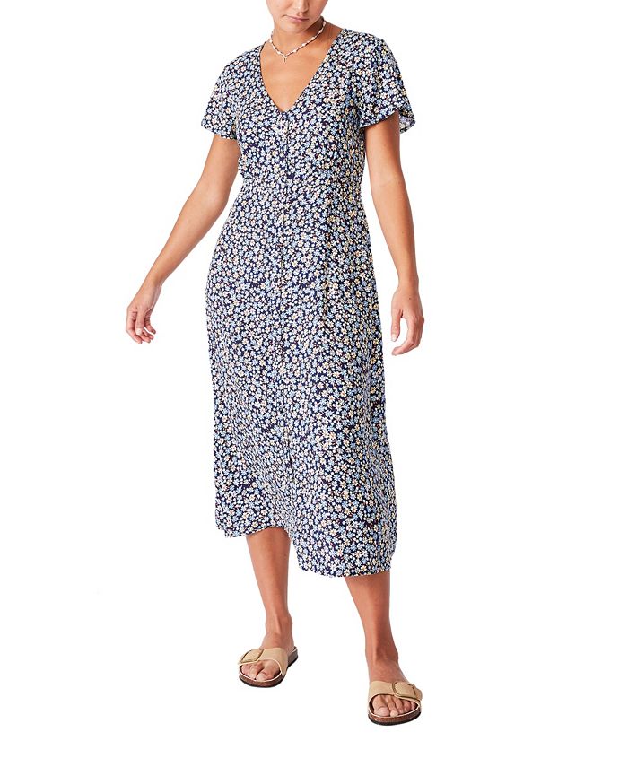 COTTON ON Women's Woven Cassie Shorts Sleeve Midi Dress - Macy's