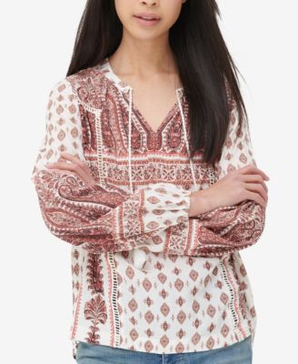 Lucky Brand - Border-Print Peasant Top