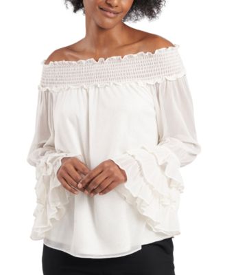 MSK - Shimmer Bell-Sleeve Peasant Top