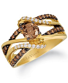 Chocolate Diamond & Vanilla Diamond Openwork Ring (1-1/6 ct. t.w.) in 14k Gold