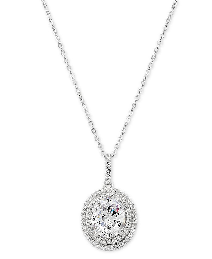 Arabella swarovski zirconia halo deals pendant necklace in sterling silver