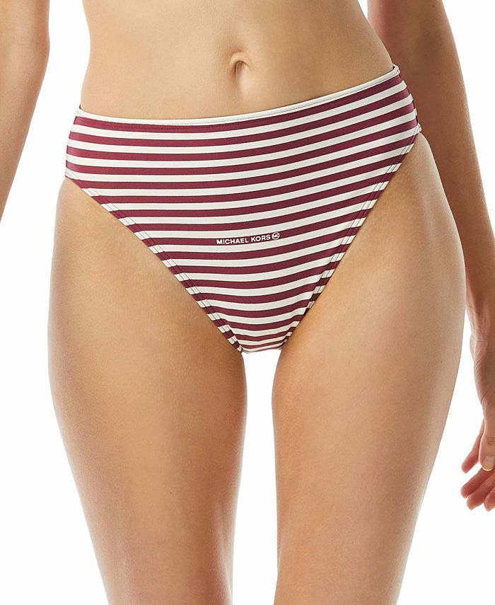Michael Kors Striped High-Waist Bikini Bottoms & Reviews - Swimsuits &  Cover-Ups - Women - Macy's
