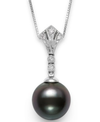 Macy's Cultured Tahitian Pearl (9mm) & Diamond Accent 18