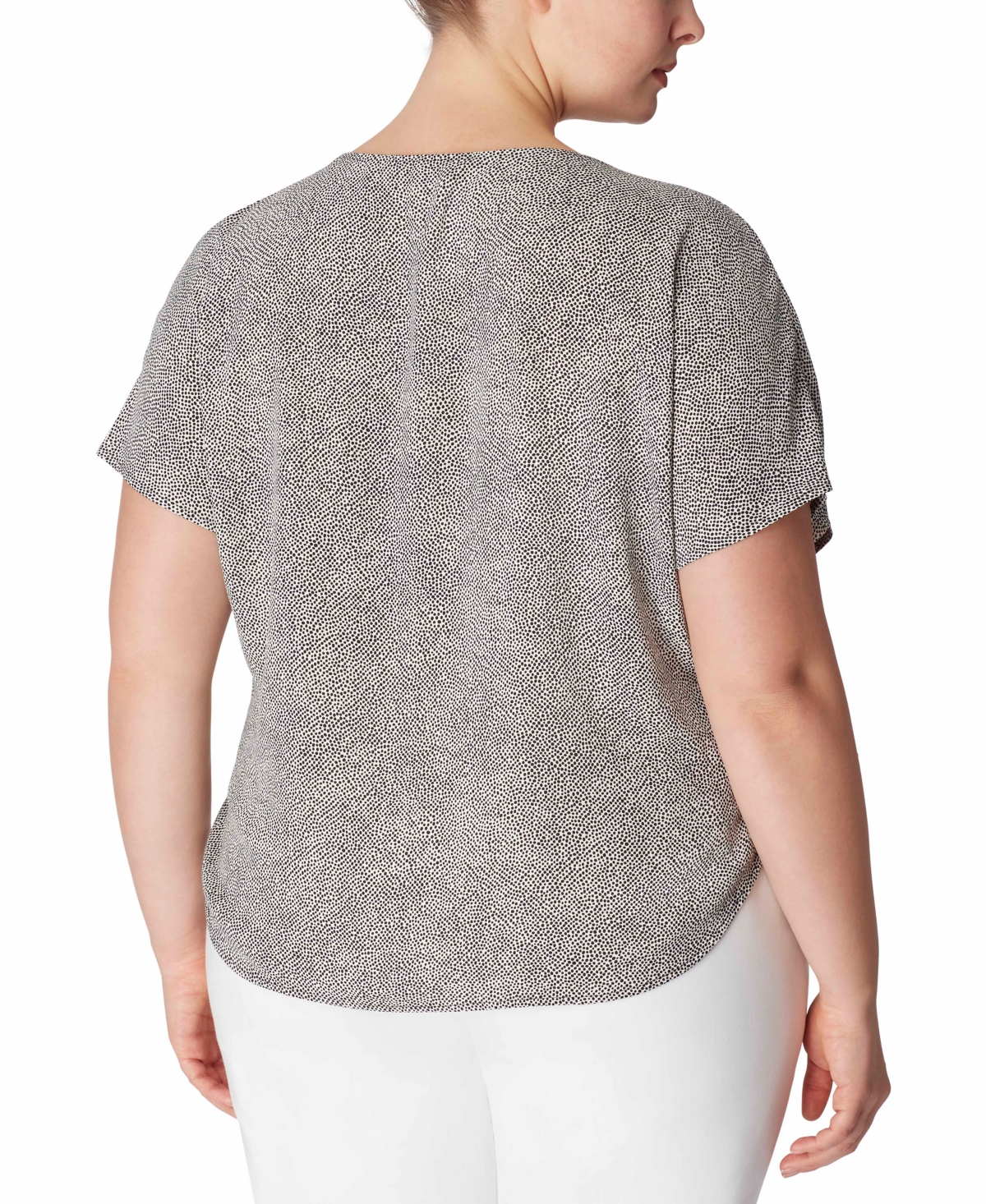 Anne Klein Womens Printed Boat Neck Short Sleeve Top Xxs P Xxl In Anne Black,anne White