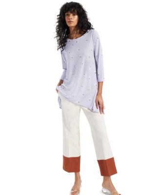 Alfani - Printed 3/4-Sleeve Knit Swing Top