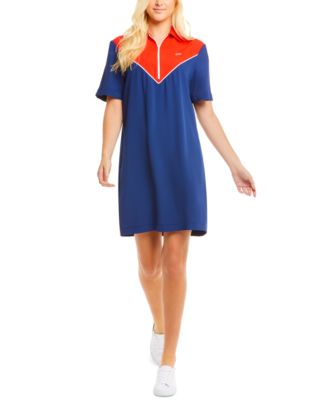 Lacoste - Colorblocked Quarter-Zip Polo Dress