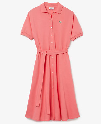 Lacoste Cotton Belted Polo Shirt Dress - Macy's