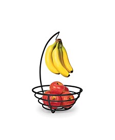 Euro Small Fruit Tree, Space Saving Fruit Holder with Attached Banana Hanger Hook Stand
