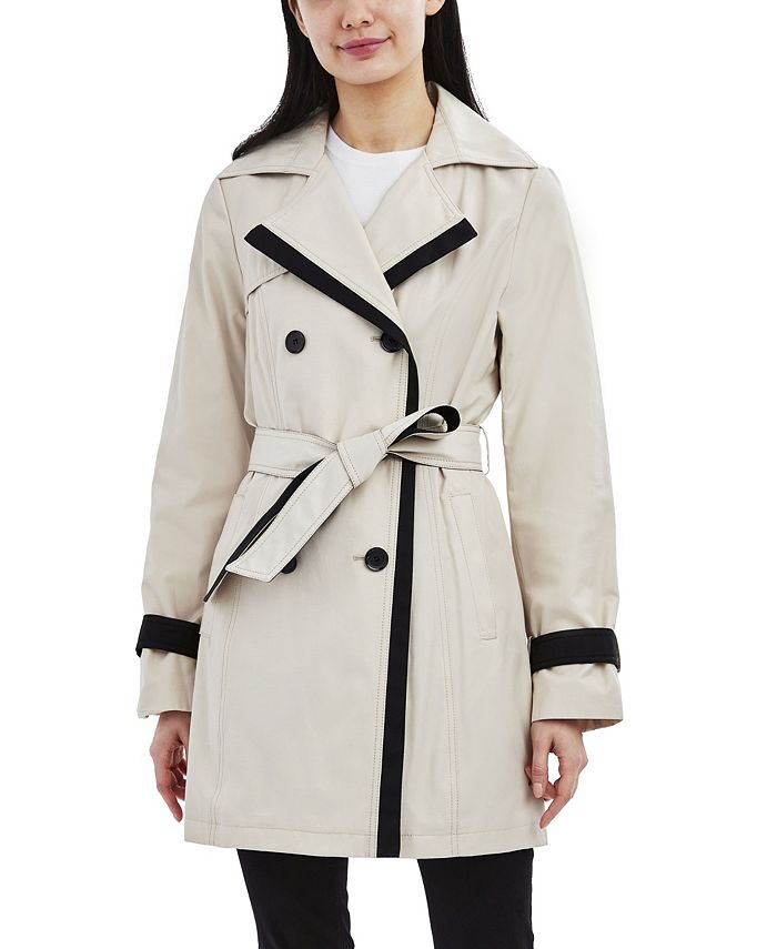 Laundry by Shelli Segal Color-Blocked Belted Trench Coat - Macy's