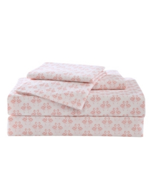 Shop Tommy Bahama Flamingle Washed Cotton Queen Sheet Set In Medium Pink