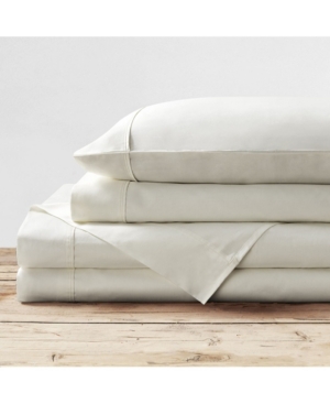 Brielle Home 400 Thread Count Solid Cotton Sateen Sheet Set, Full In White