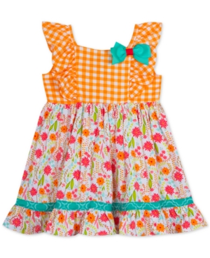 Rare Editions Baby Girls Check & Floral-Print Dress
