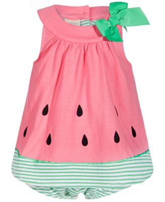 First Impressions - Baby Girls Watermelon Cotton Sunsuit