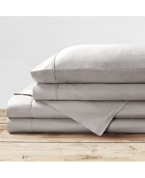 Shop Brielle Home 400 Thread Count Solid Cotton Sateen Sheet Set, Full In Light Grey