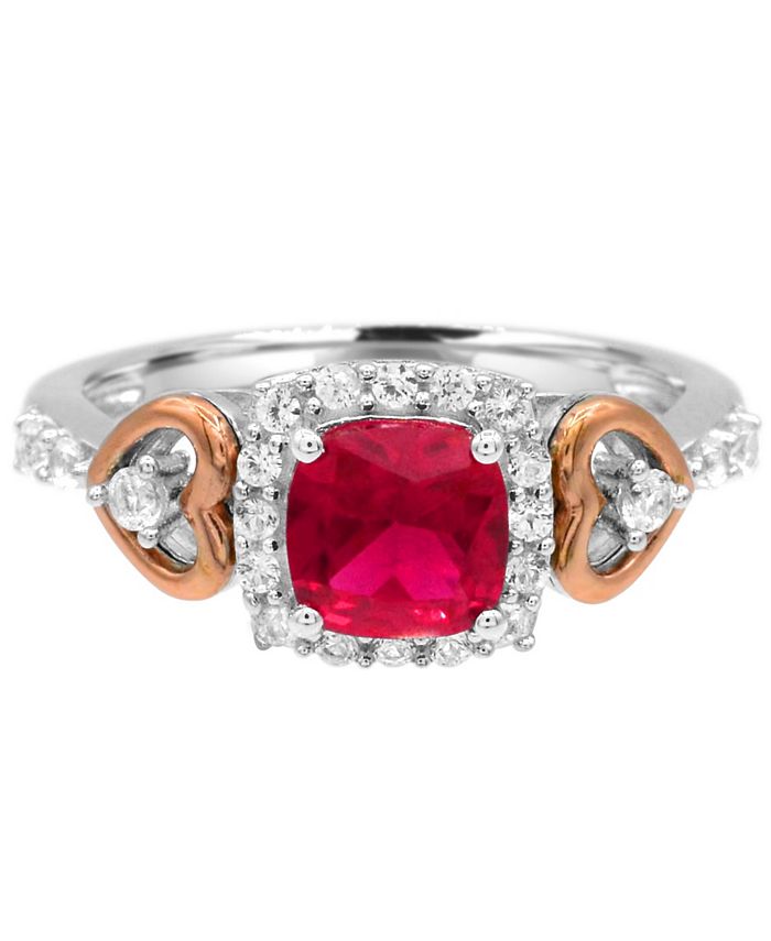 Macy's Women's 14K Rose Gold Plated Heart Ring in Sterling Silver Macy's