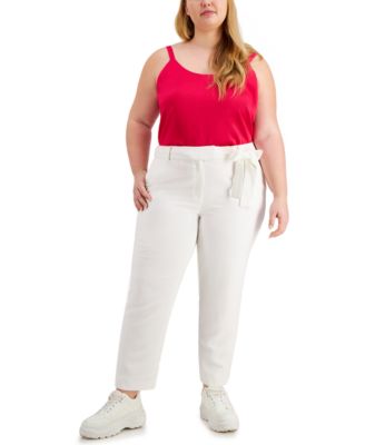 macys plus size white pants