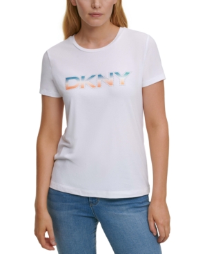 Dkny Rainbow Logo T-shirt In White
