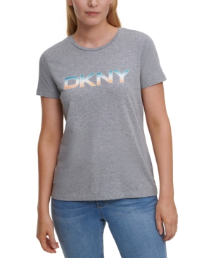 Dkny Rainbow Logo T-shirt In Avenue Grey