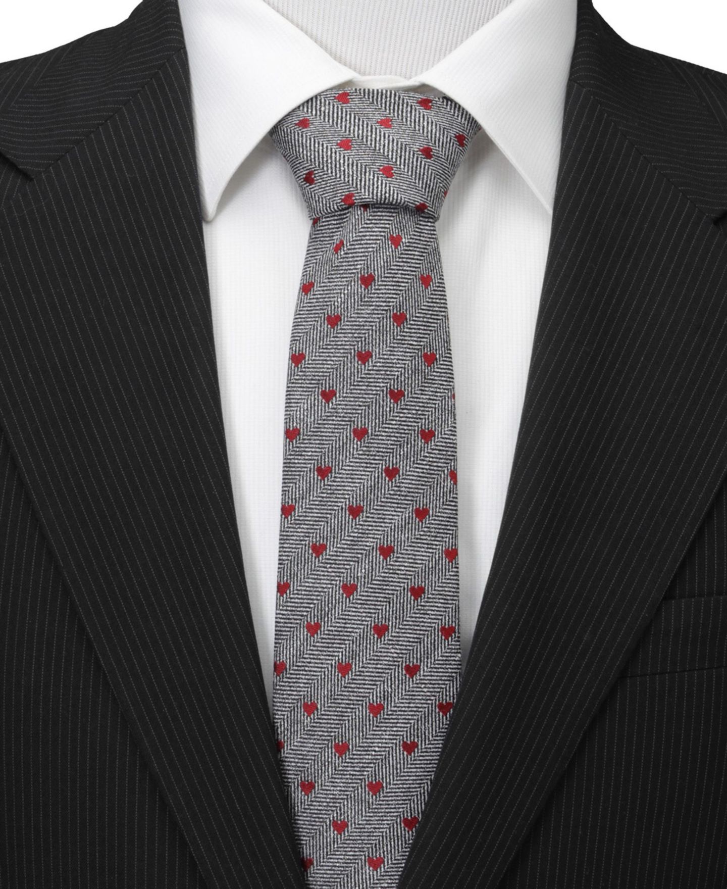 Мужские галстуки Cufflinks Inc. Herringbone Heart Tie, цвет: Серый / Красный — фото 4