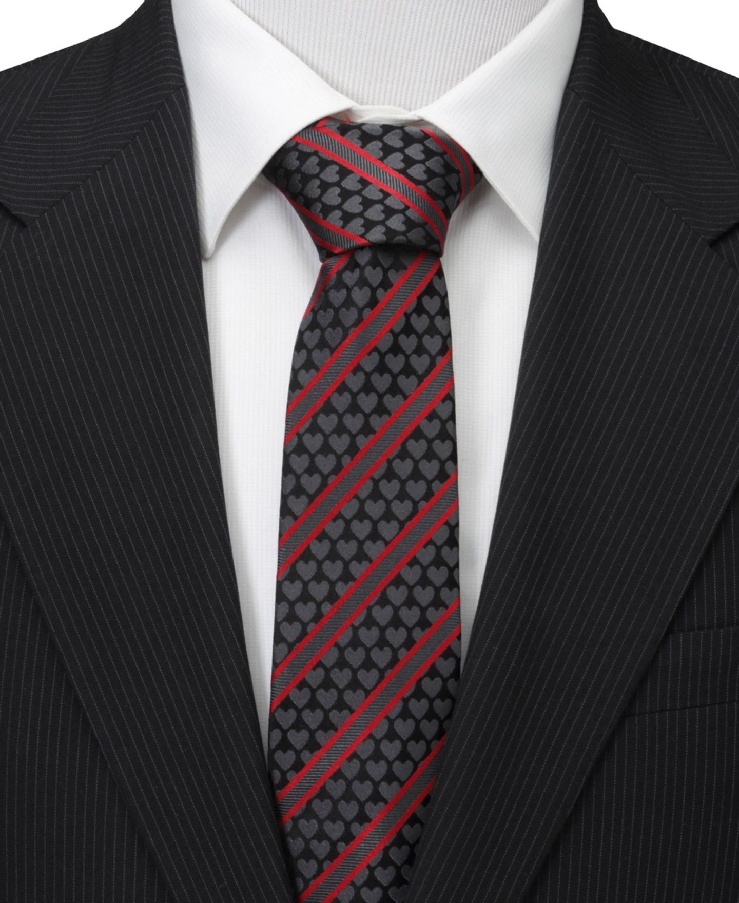 Мужские галстуки Cufflinks Inc. Heart Striped Tie, цвет: Чёрный / Красный — фото 4