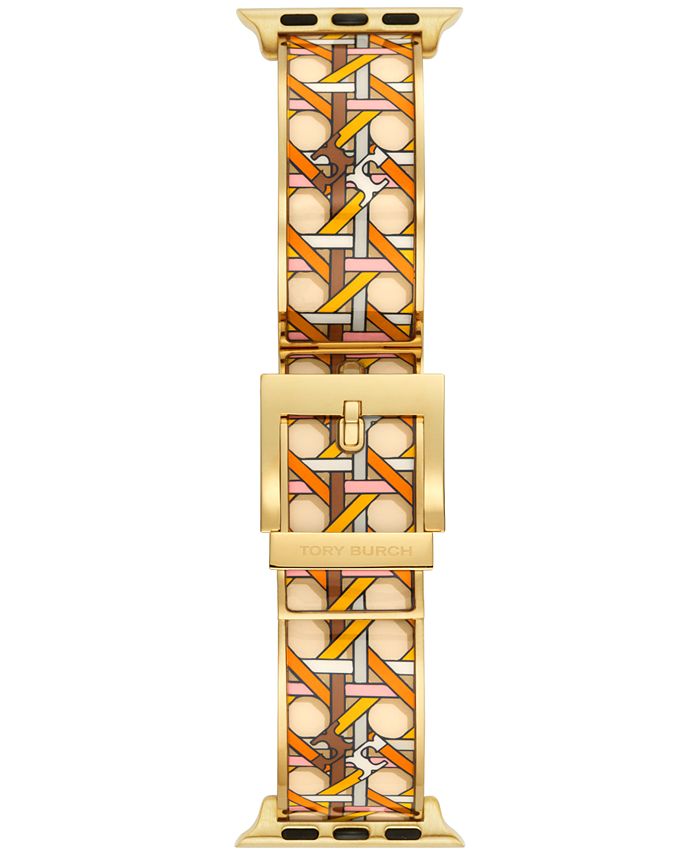 Tory Burch - Women's Multicolor Basket Weave Print Gold-Tone Stainless Steel Bracelet For Apple Watch&reg; Leather Strap 38mm/40mm