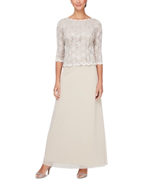 ALEX EVENINGS SEQUINED LACE GOWN