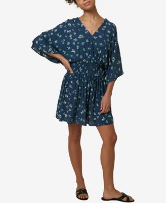 O'Neill - Juniors' Amaze Floral-Print Smocked-Waist Dress