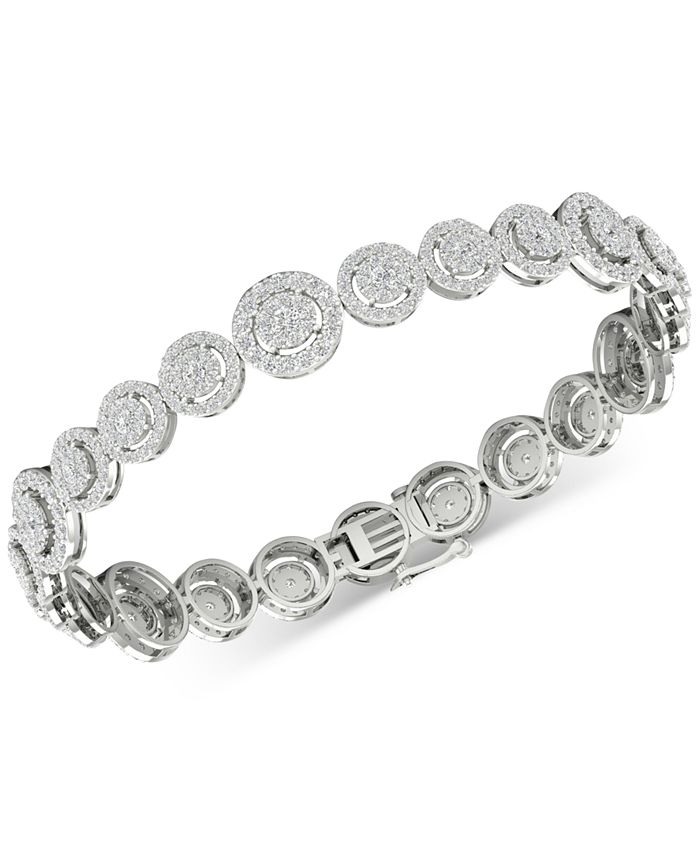 Macy's Diamond Halo Link Bracelet (3 ct. t.w.) in 10k White Gold Macy's