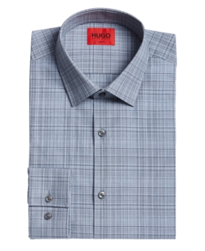 Hugo Hugo Boss Men's Kenno Slim-Fit Blue Mini-Check Dress Shirt