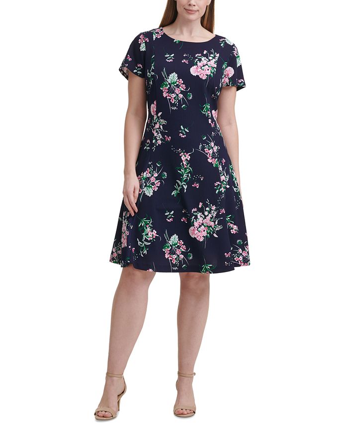 Jessica Howard Plus Size Printed Fit & Flare Dress - Macy's