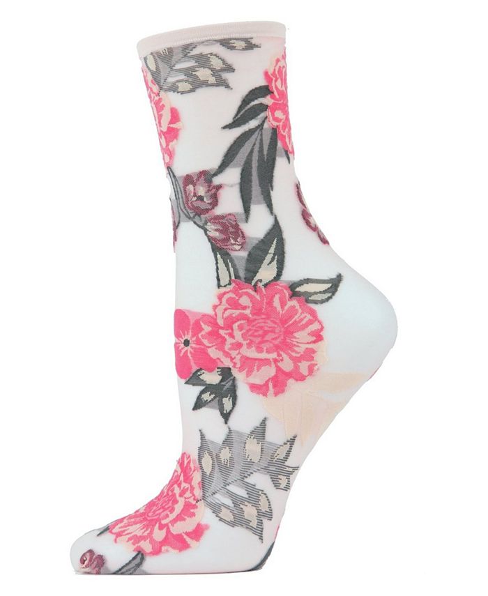 MeMoi Women's Botanical Sheer See-Through Anklet Socks - Macy's
