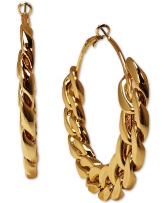 gold link hoop earrings