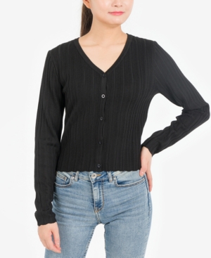 Hippie Rose Juniors' Ribbed Cardigan Top
