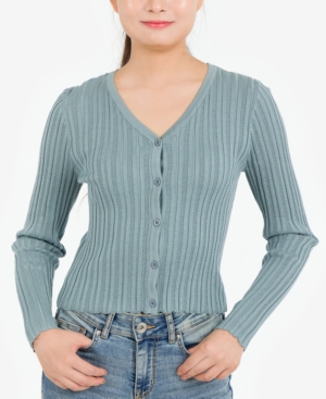 Hippie Rose Juniors' Ribbed Cardigan Top