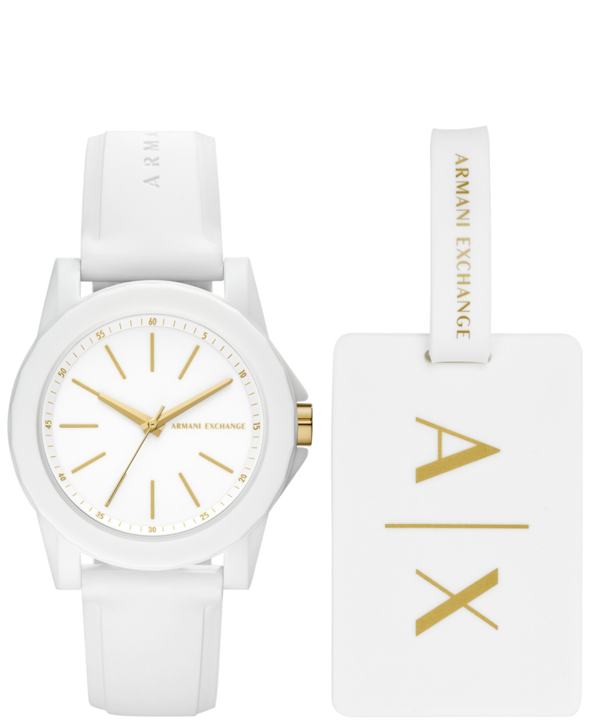 Ax Women's White Silicone Strap Watch with Luggage Tag 36mm - White