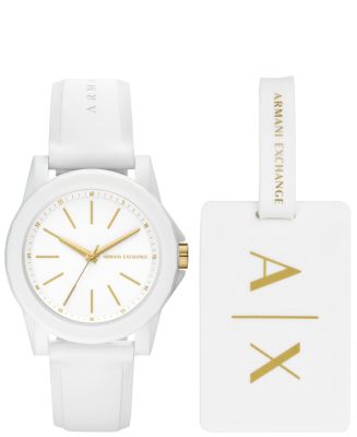 A|X Armani Exchange AX Women's White Silicone Strap Watch