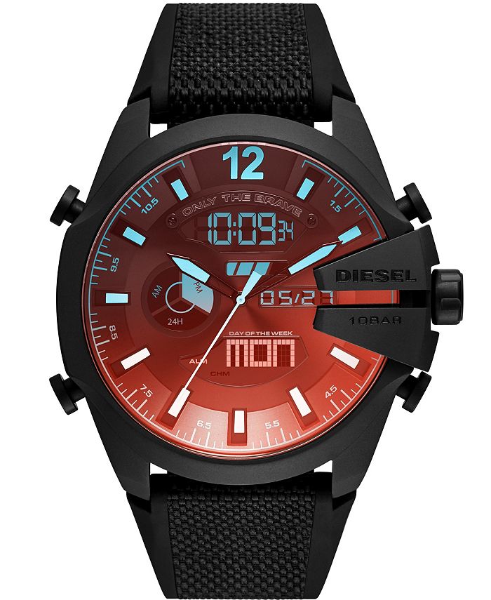 Diesel - Men's Mega Chief Black Silicone Strap Watch 51mm
