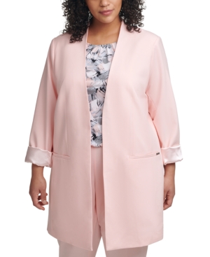 Calvin Klein Plus Size Cuffed-Sleeve Topper Jacket
