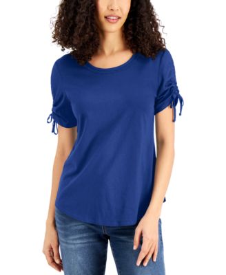 Karen Scott - Ruched-Sleeve T-Shirt