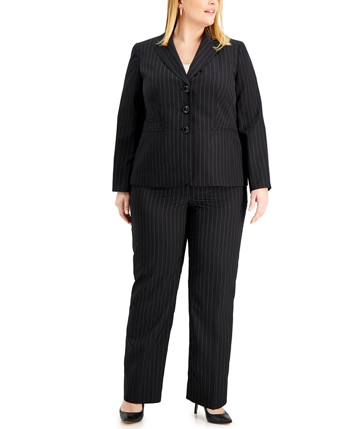 Le Suit Plus Size Pinstripe Pantsuit - Macy's