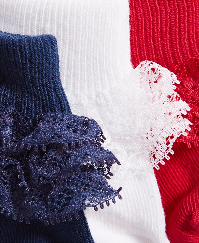 First Impressions Baby Girls 3Pack Lace Anklet Socks, Created for Macy